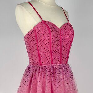 KissProm Pink Crystal Corset Mini Dress Barbie Princess Ballerina Tutu Style Sz4